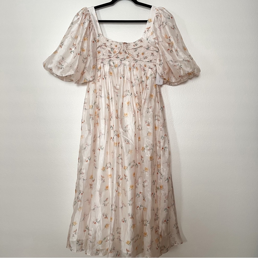 Worth Cream Floral Midi Dress